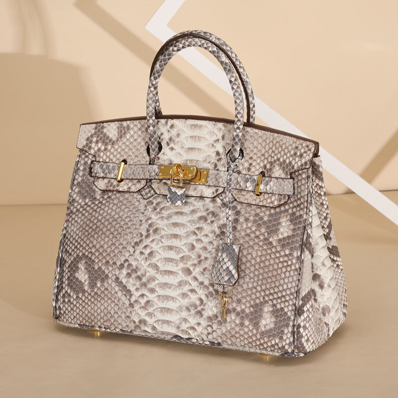 2025 Luxury Python Leather Birkin 30 Tote – Genuine Leather Designer Handbag for Women, Fashionable Casual Chic Top Handle Bag