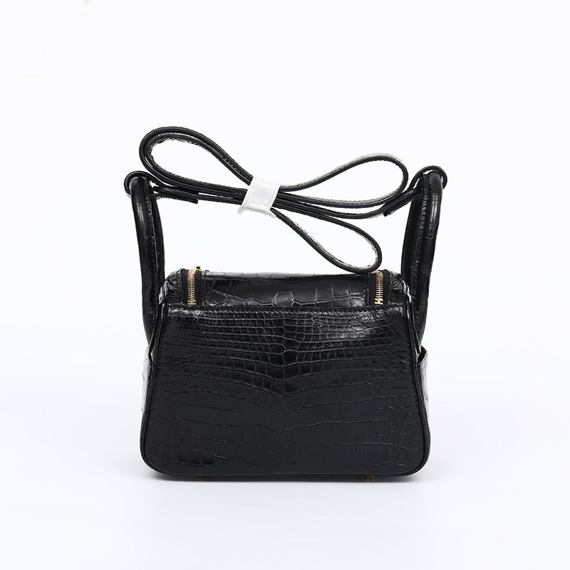 Fashion 2025 Crocodile Texture Lady Small Purse Genuine Leather Single Strap Bag