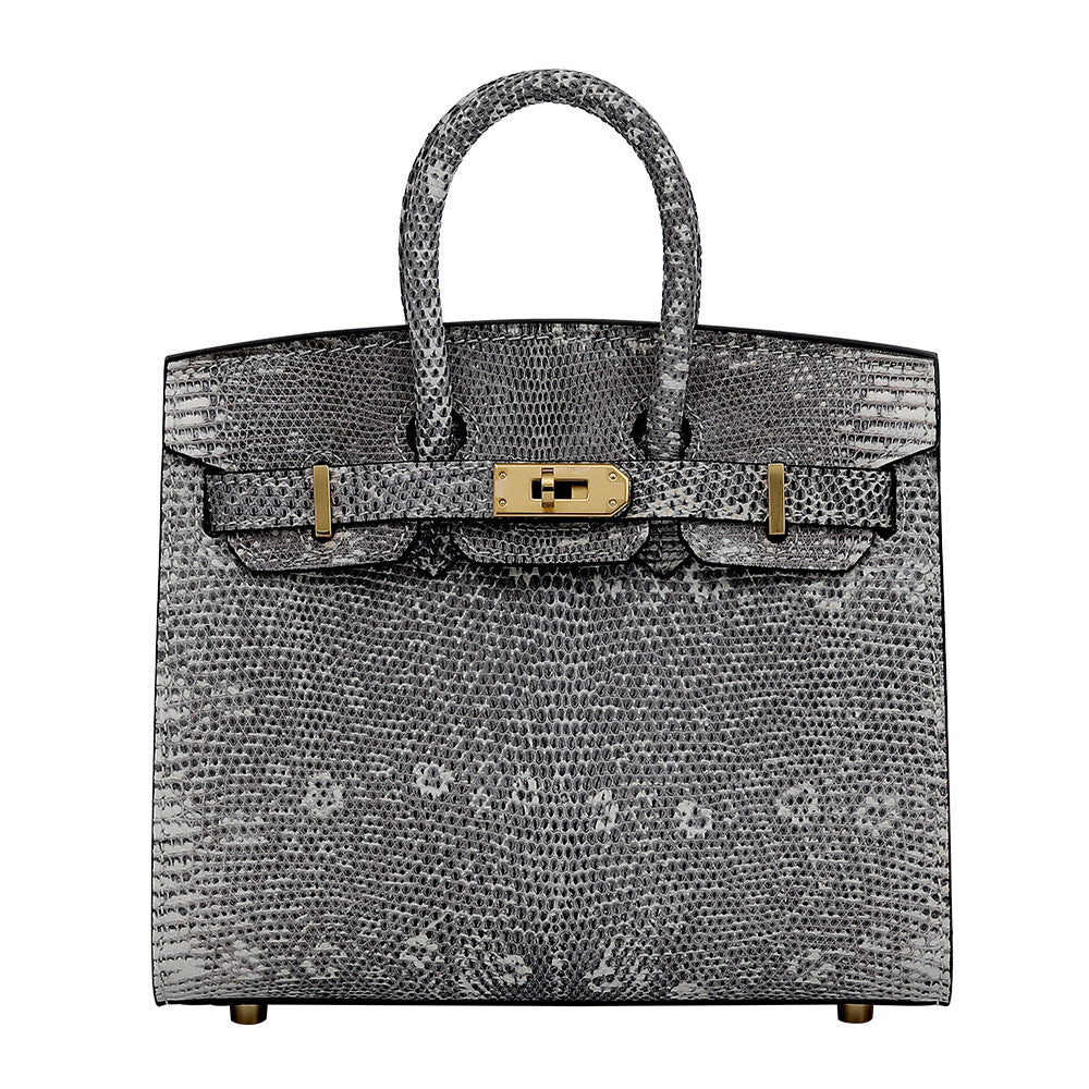 2025 Handmade Lizard Skin Women's Leather Tote Bag Platinum Classic Bag Large Capacity Shoulder Bag Crossbody Bag