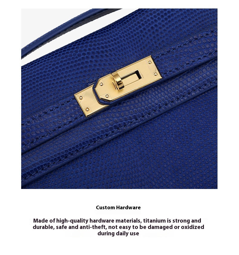 2025New lizard skin women's bag22cm First Generation Kelly Bag Single Shoulder Bag Genuine Leather Women's High-End Crossbody Bag
