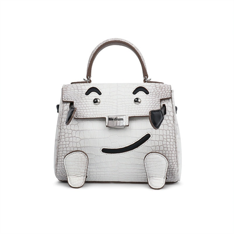 2025 New Smile Millennium Kelly Crocodile Himalayan White Handcrafted Crossbody Bag