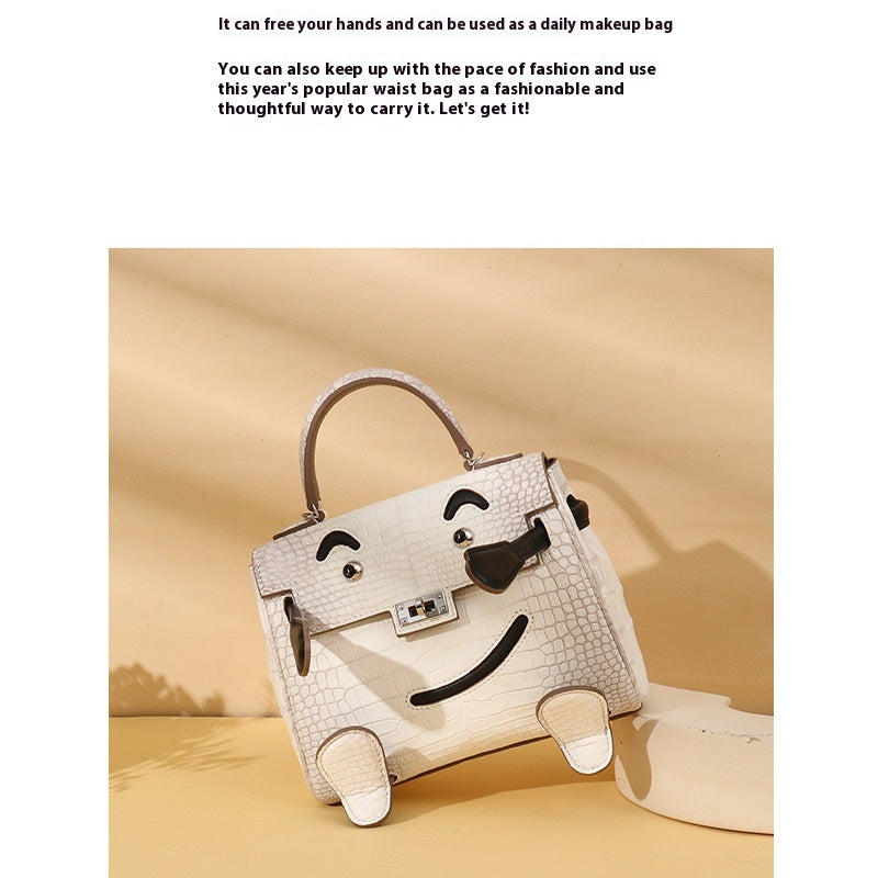 2025 New Smile Millennium Kelly Crocodile Himalayan White Handcrafted Crossbody Bag