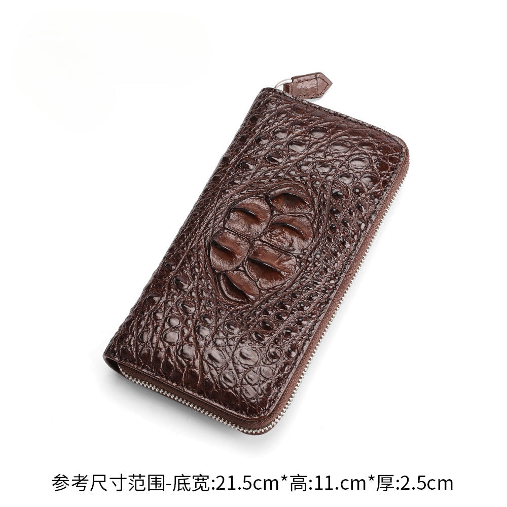 Crocodile Back Bone Large Mens Clutch Wallet Zippered Bag