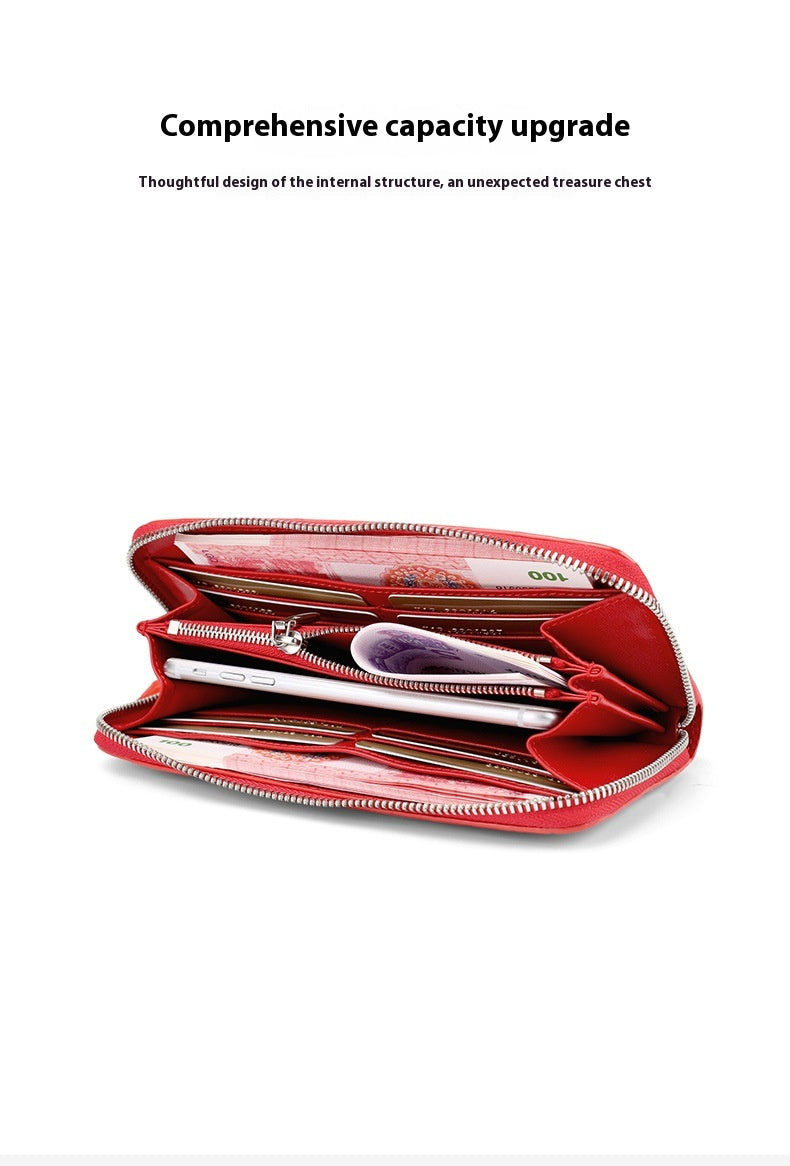 Genuine Crocodile Skull Leather Long Zipper Wallet for Women Business Leisure Handbag