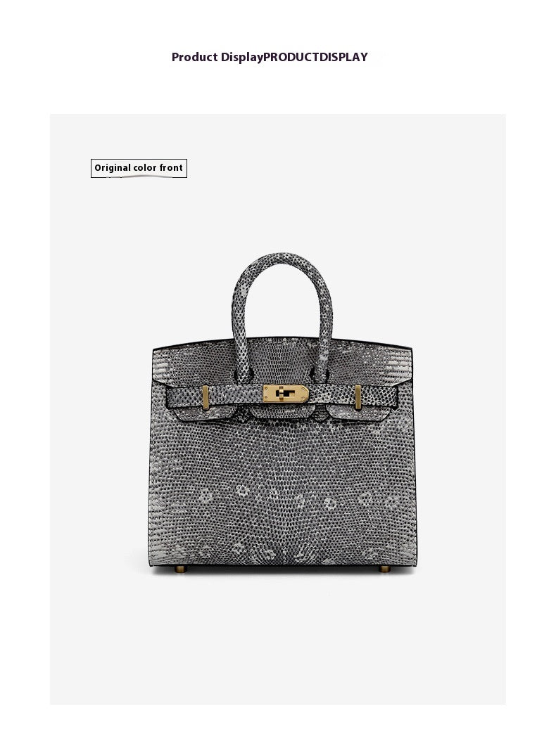 2025 Handmade Lizard Skin Women's Leather Tote Bag Platinum Classic Bag Large Capacity Shoulder Bag Crossbody Bag