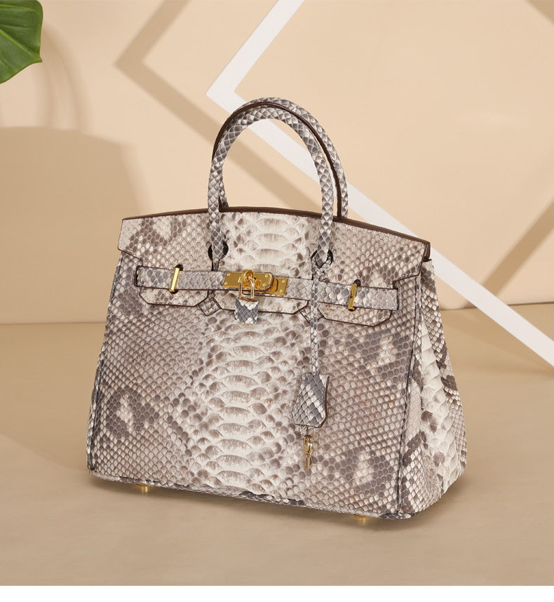 2025 Luxury Python Leather Birkin 30 Tote – Genuine Leather Designer Handbag for Women, Fashionable Casual Chic Top Handle Bag