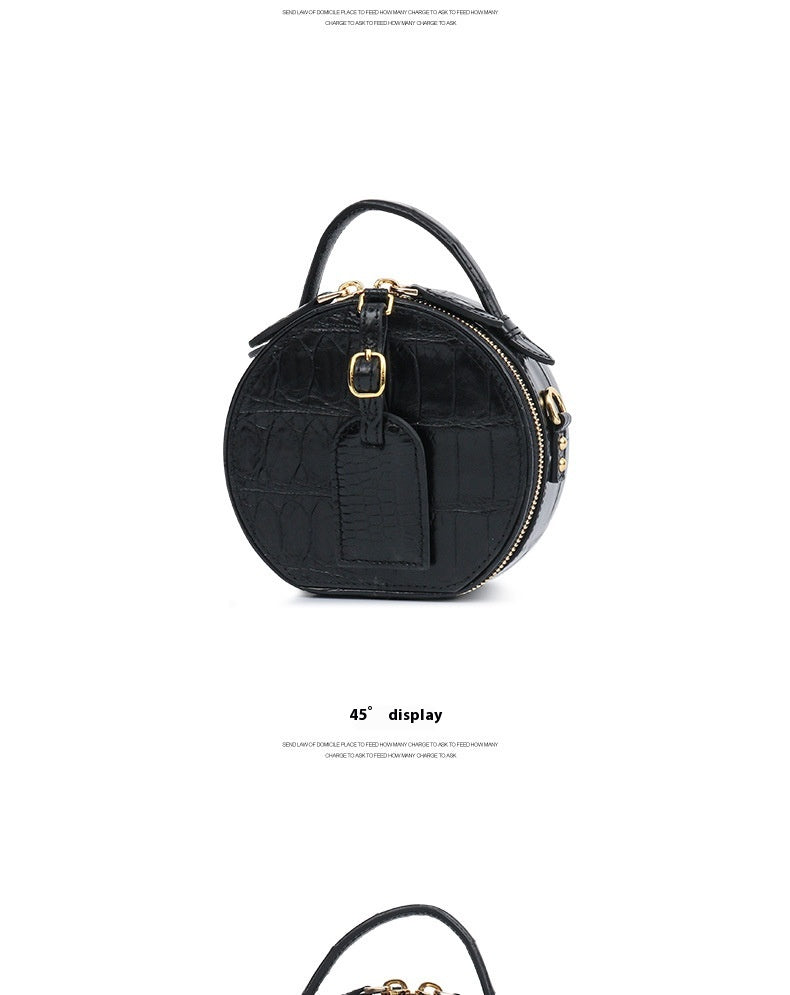 2025 Trendy High End Siamese Crocodile Leather Small Circle Bag