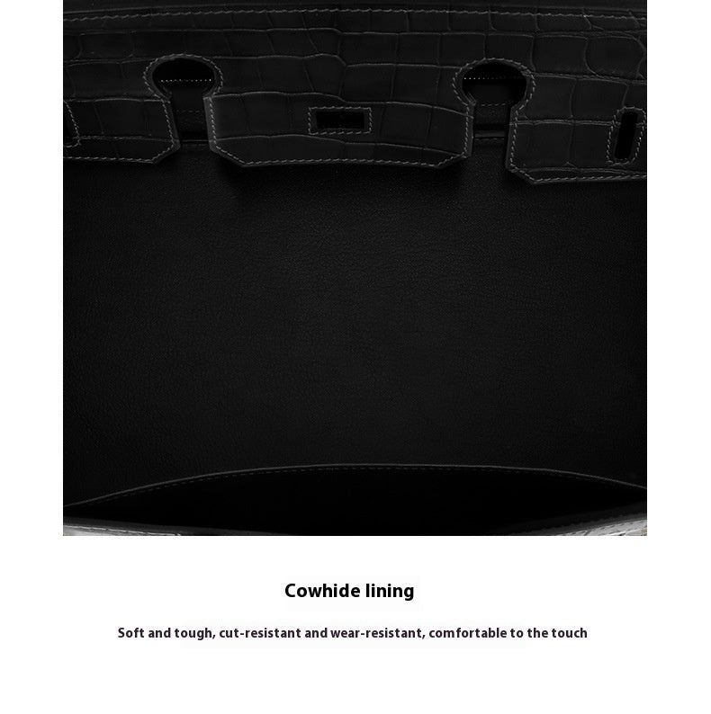 2025 New 35cm Matte Crocodile Grain Leather Handbag Classic LargePlatinumBag Tote Crossbody