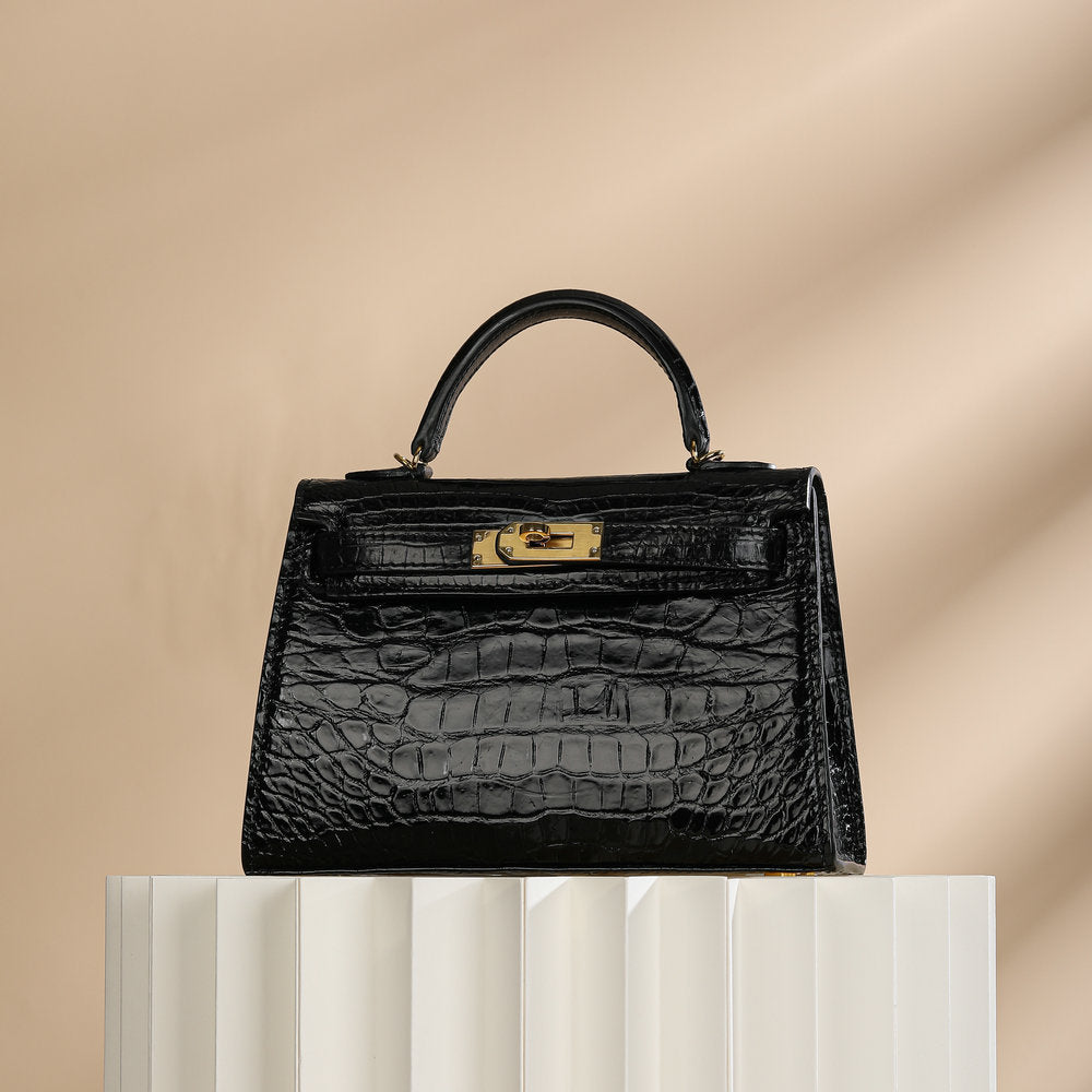 19cm Kelly II Siamese Crocodile Belly Women's Handbag