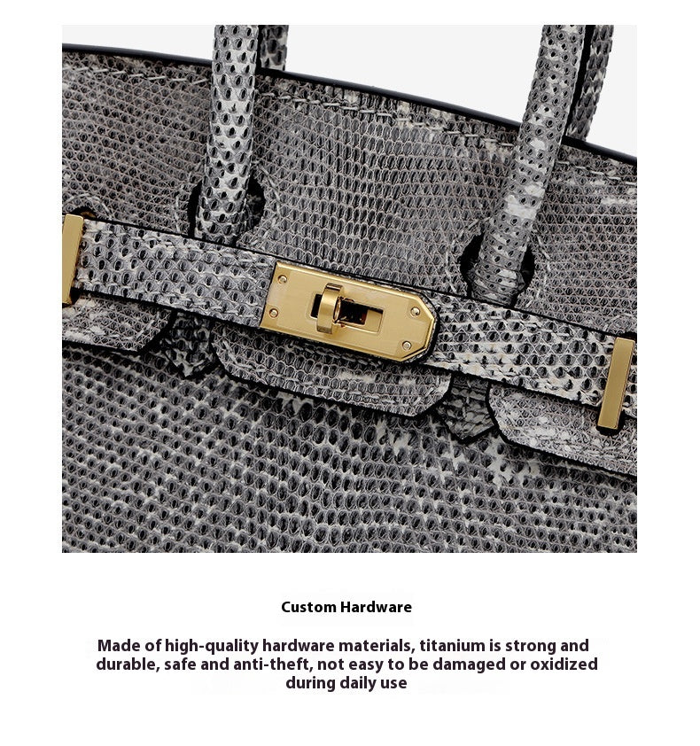 2025 Handmade Lizard Skin Women's Leather Tote Bag Platinum Classic Bag Large Capacity Shoulder Bag Crossbody Bag