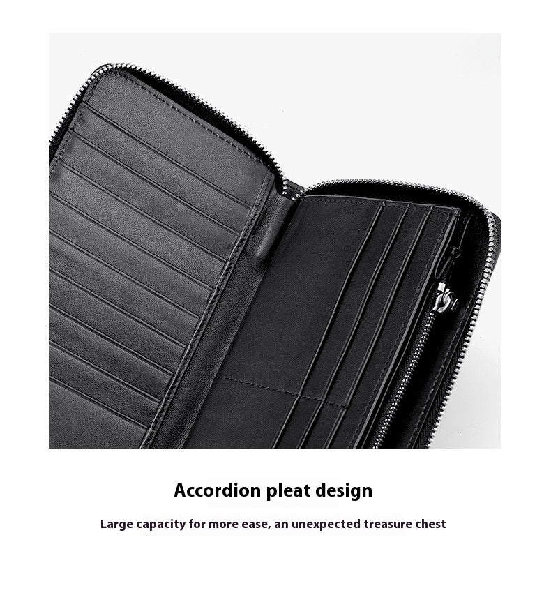 Crocodile Back Bone Large Mens Clutch Wallet Zippered Bag