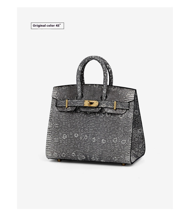 2025 Handmade Lizard Skin Women's Leather Tote Bag Platinum Classic Bag Large Capacity Shoulder Bag Crossbody Bag
