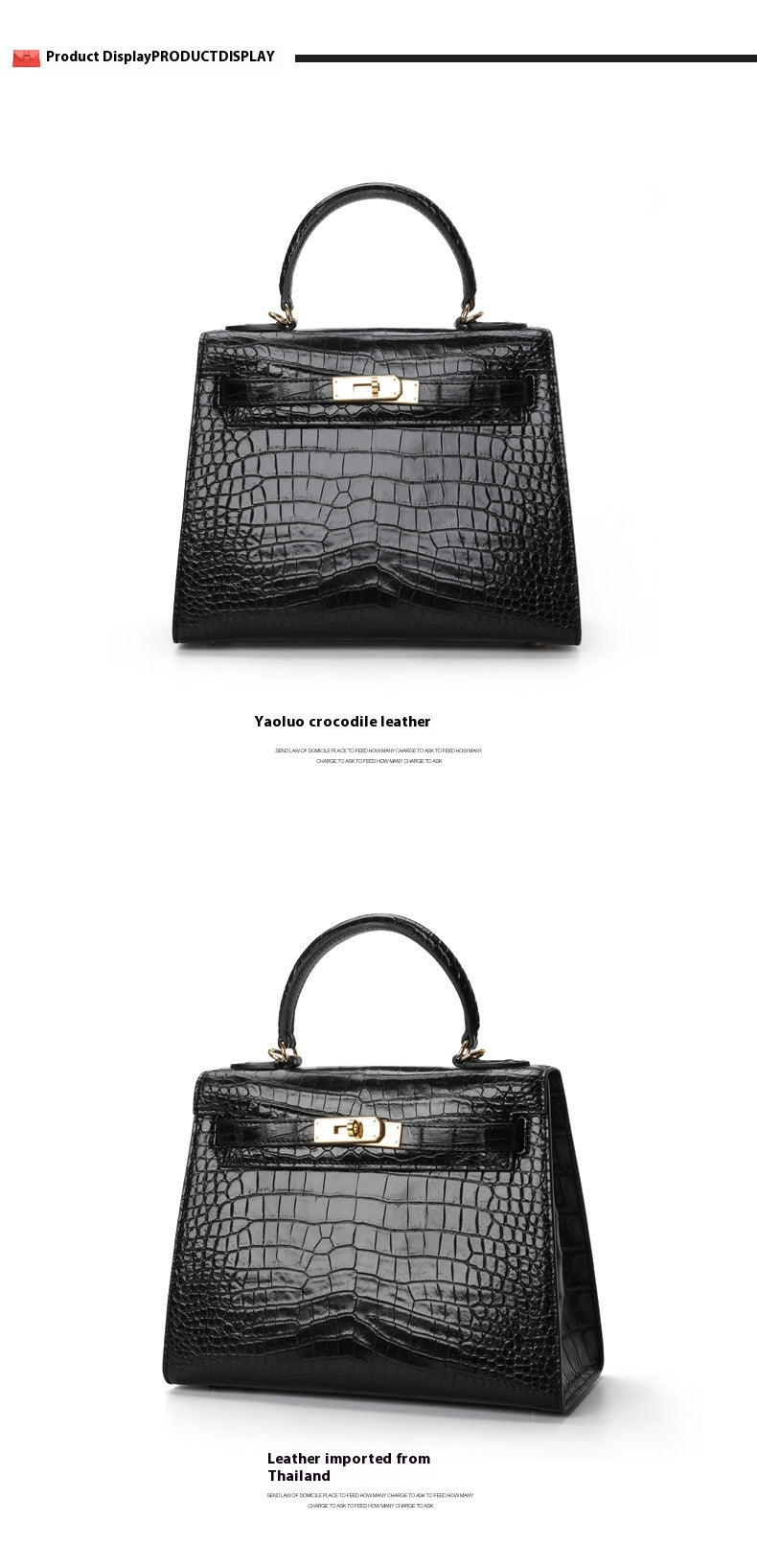 2025 New Thai Siamese Crocodile Skin Handbag Chic Womens Kelly Bag