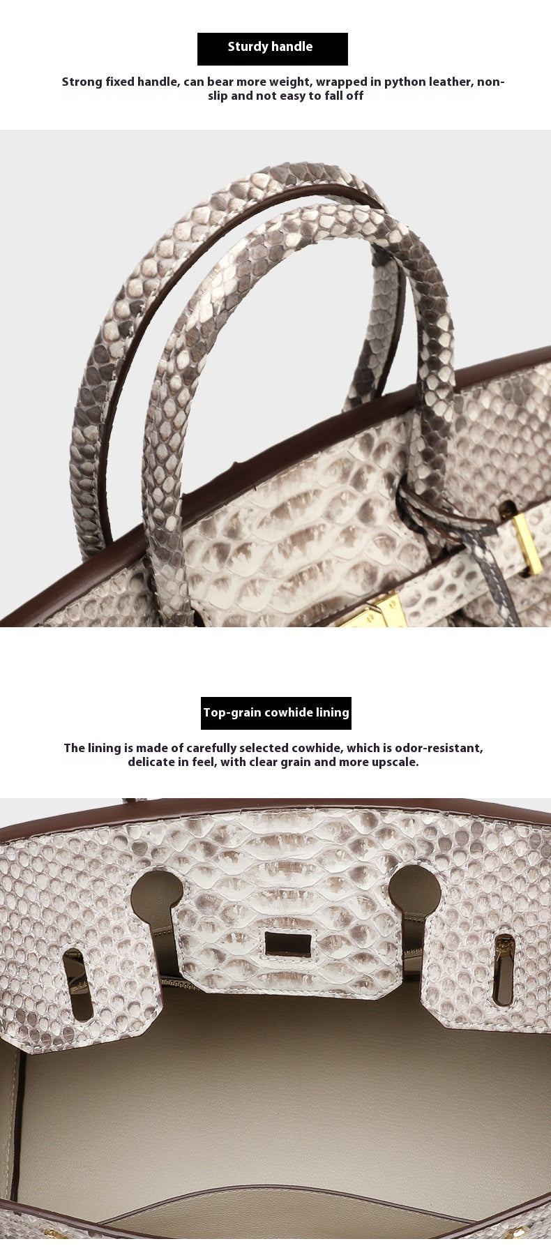 2025 Luxury Python Leather Birkin 30 Tote – Genuine Leather Designer Handbag for Women, Fashionable Casual Chic Top Handle Bag