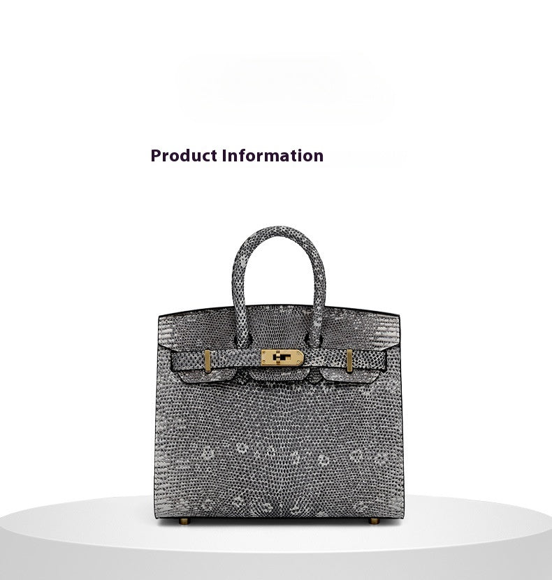 2025 Handmade Lizard Skin Women's Leather Tote Bag Platinum Classic Bag Large Capacity Shoulder Bag Crossbody Bag