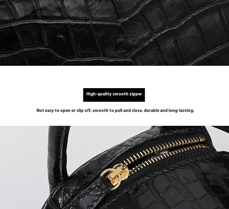 Fashion 2025 Crocodile Texture Lady Small Purse Genuine Leather Single Strap Bag
