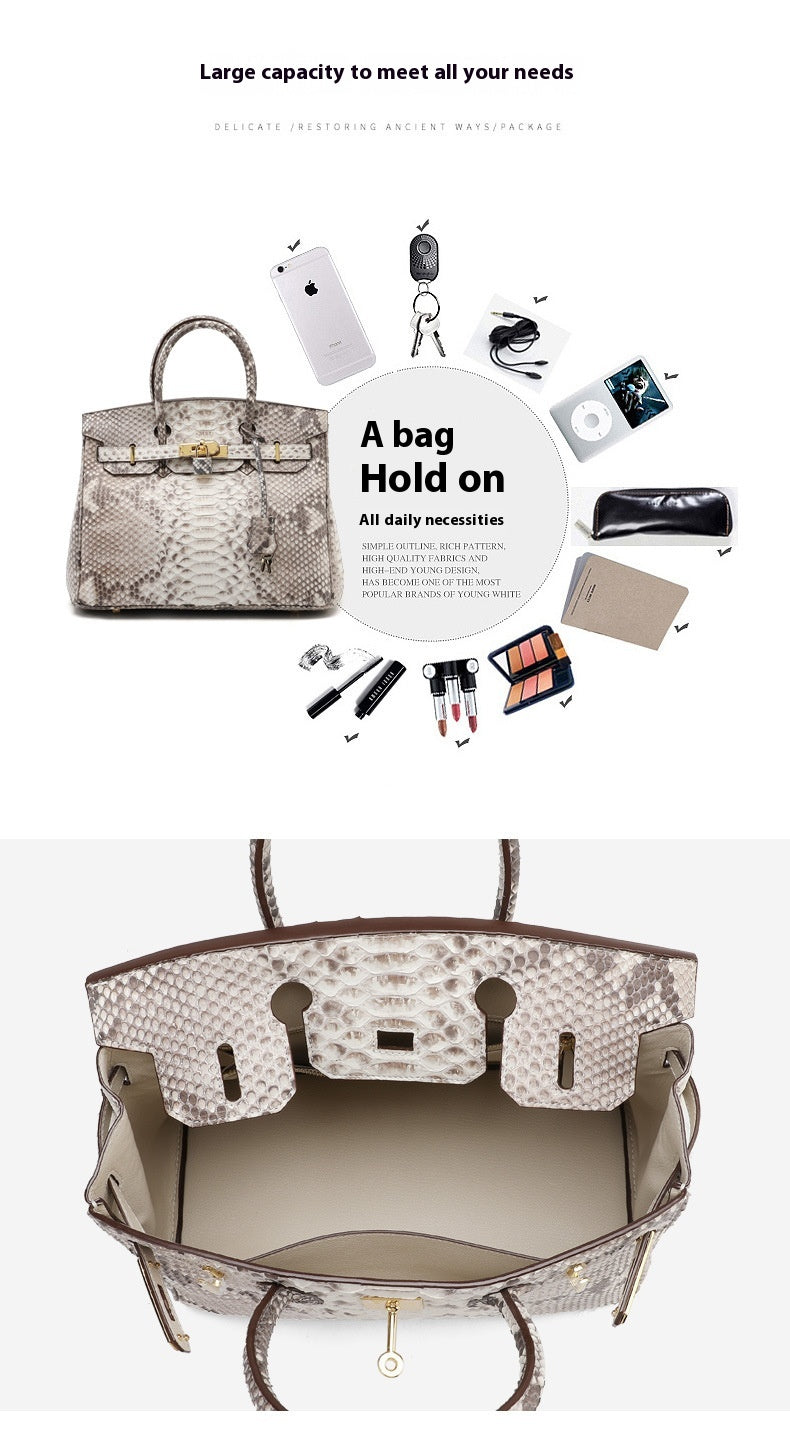 2025 Luxury Python Leather Birkin 30 Tote – Genuine Leather Designer Handbag for Women, Fashionable Casual Chic Top Handle Bag