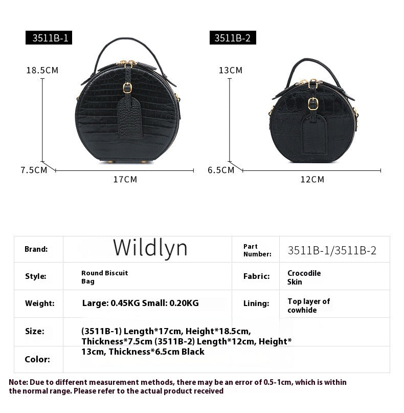2025 Trendy High End Siamese Crocodile Leather Small Circle Bag