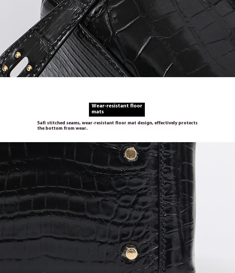 Fashion 2025 Crocodile Texture Lady Small Purse Genuine Leather Single Strap Bag