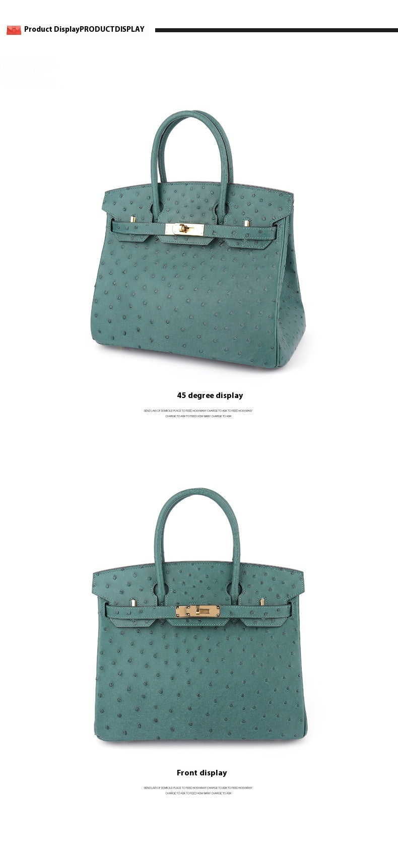 2025 New A Grade Ostrich Leather Platinum Handbag Stitched Wax Thread Women Bag