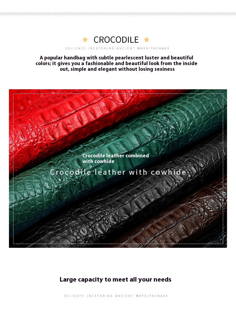 2025 New Color Block House Shape Kelly Bag Crocodile Leather Shoulder Crossbody