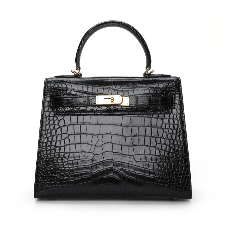 2025 New Thai Siamese Crocodile Skin Handbag Chic Womens Kelly Bag