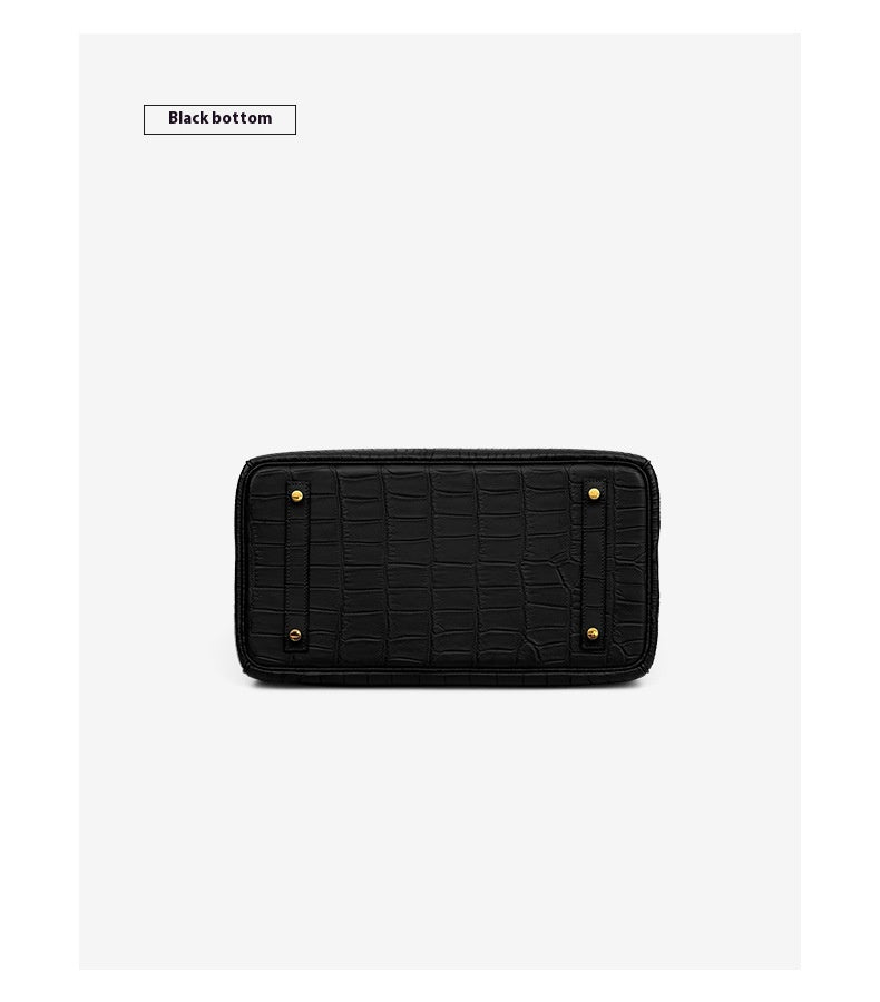 2025 New 35cm Matte Crocodile Grain Leather Handbag Classic LargePlatinumBag Tote Crossbody