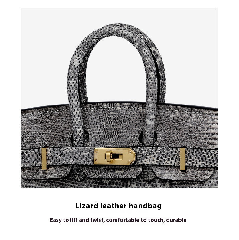 2025 Handmade Lizard Skin Women's Leather Tote Bag Platinum Classic Bag Large Capacity Shoulder Bag Crossbody Bag