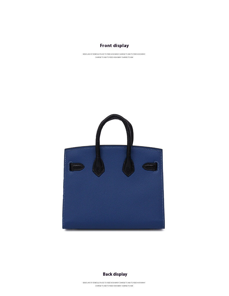 2025 New Color Block House Shape Kelly Bag Crocodile Leather Shoulder Crossbody