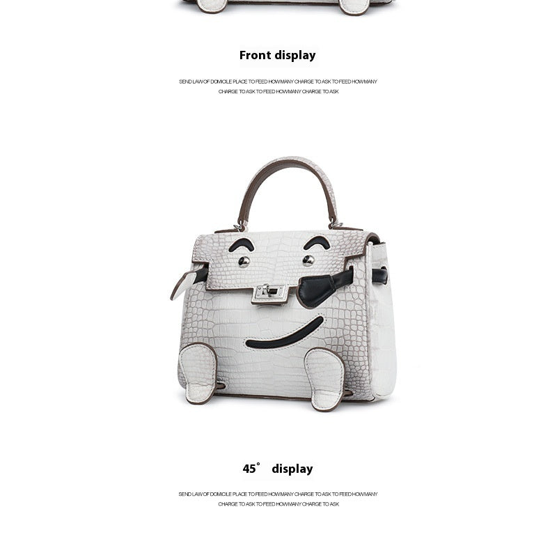 2025 New Smile Millennium Kelly Crocodile Himalayan White Handcrafted Crossbody Bag