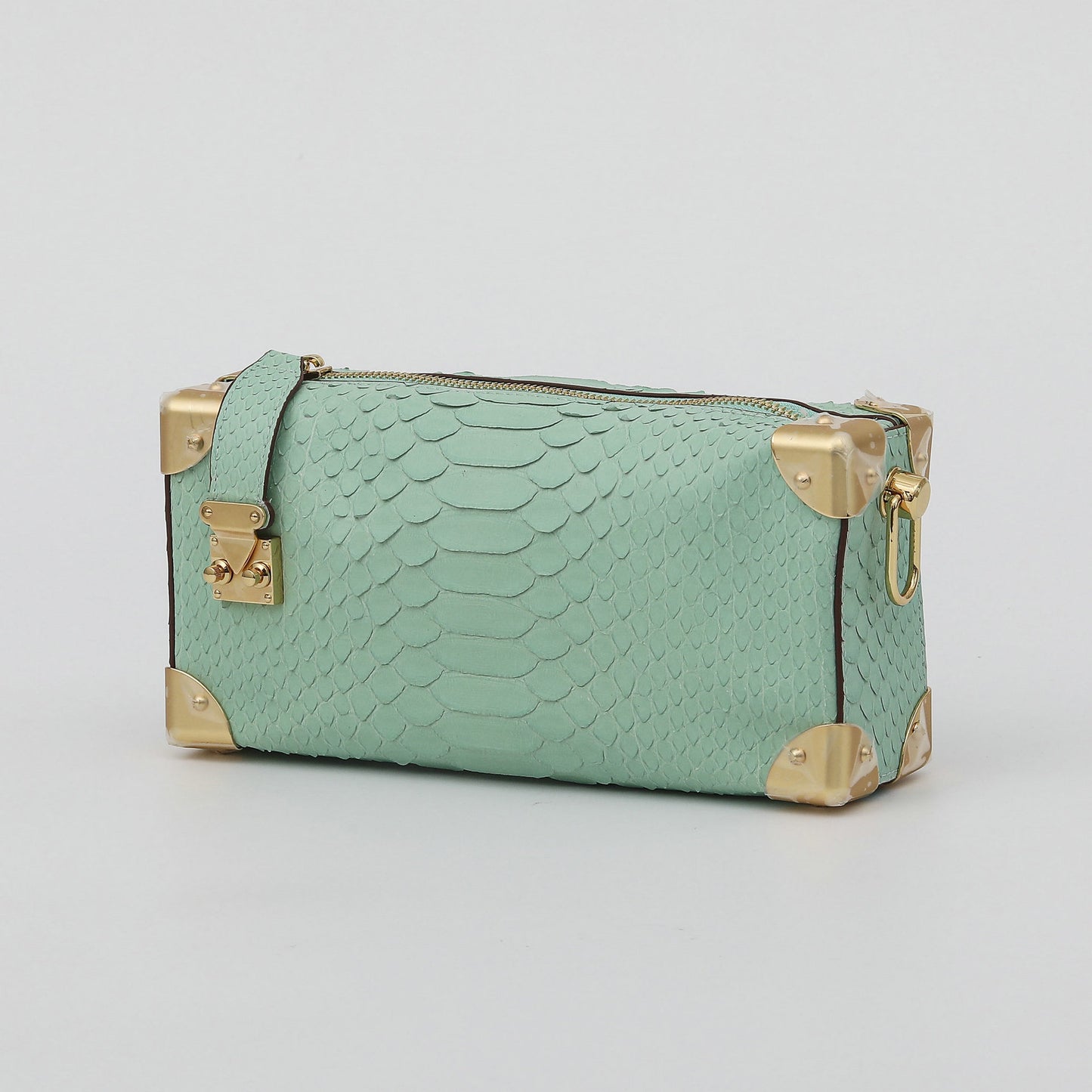 2025New Python Skin Women's Bag Genuine Leather Soft Box Bag High-end Feel Single Shoulder Crossbody Bag Women's Underarm Small Square Bag