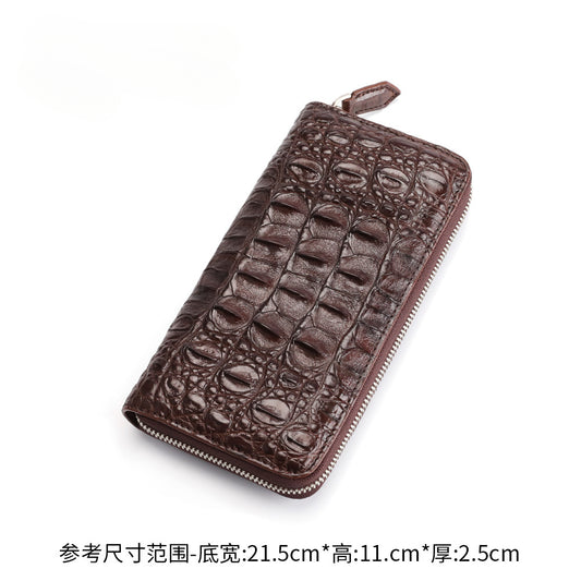 Crocodile Back Bone Large Mens Clutch Wallet Zippered Bag