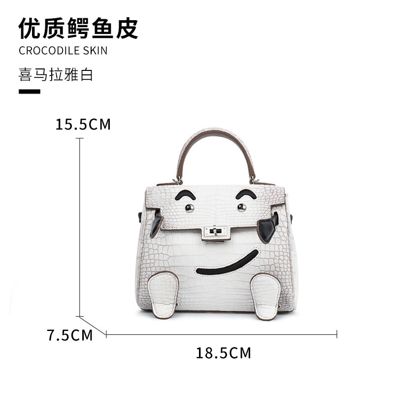 2025 New Smile Millennium Kelly Crocodile Himalayan White Handcrafted Crossbody Bag