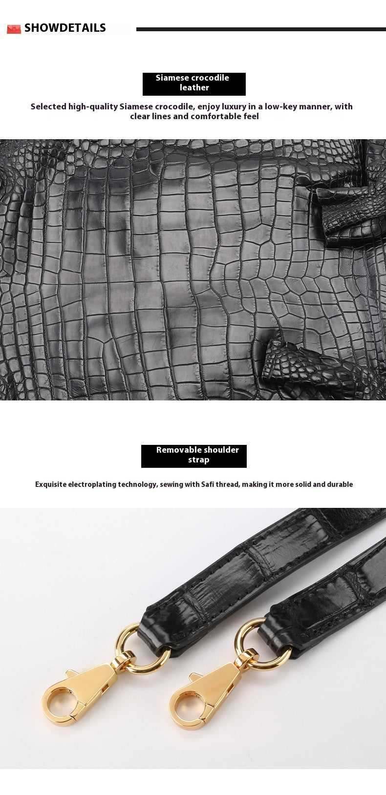 2025 New Thai Siamese Crocodile Skin Handbag Chic Womens Kelly Bag
