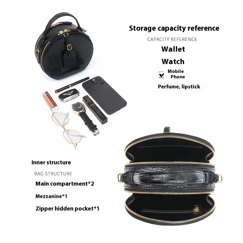 2025 Trendy High End Siamese Crocodile Leather Small Circle Bag