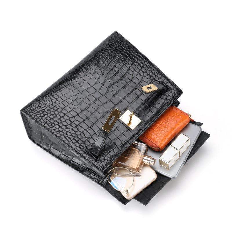 2025 New Thai Siamese Crocodile Skin Handbag Chic Womens Kelly Bag