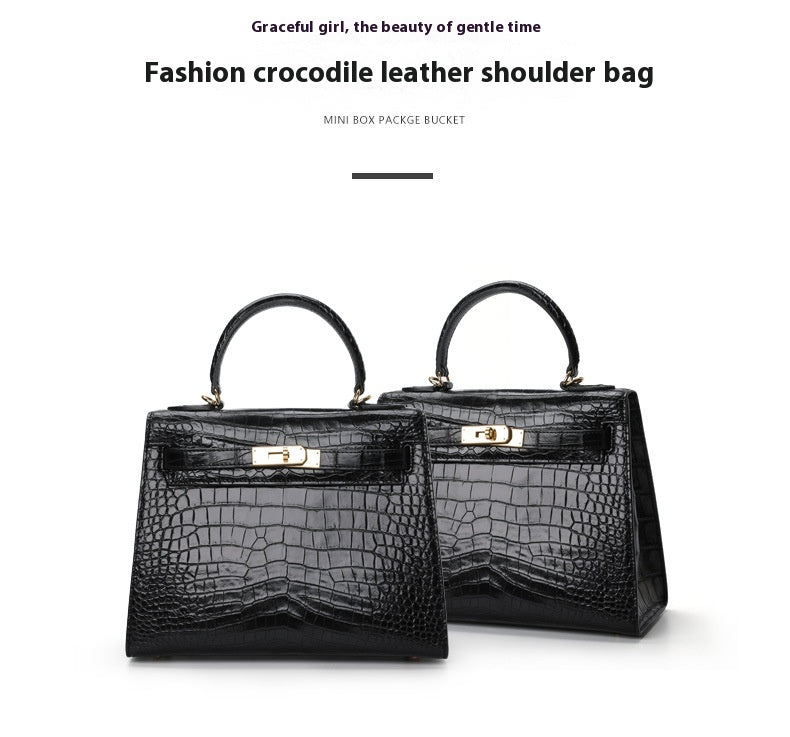 2025 New Thai Siamese Crocodile Skin Handbag Chic Womens Kelly Bag
