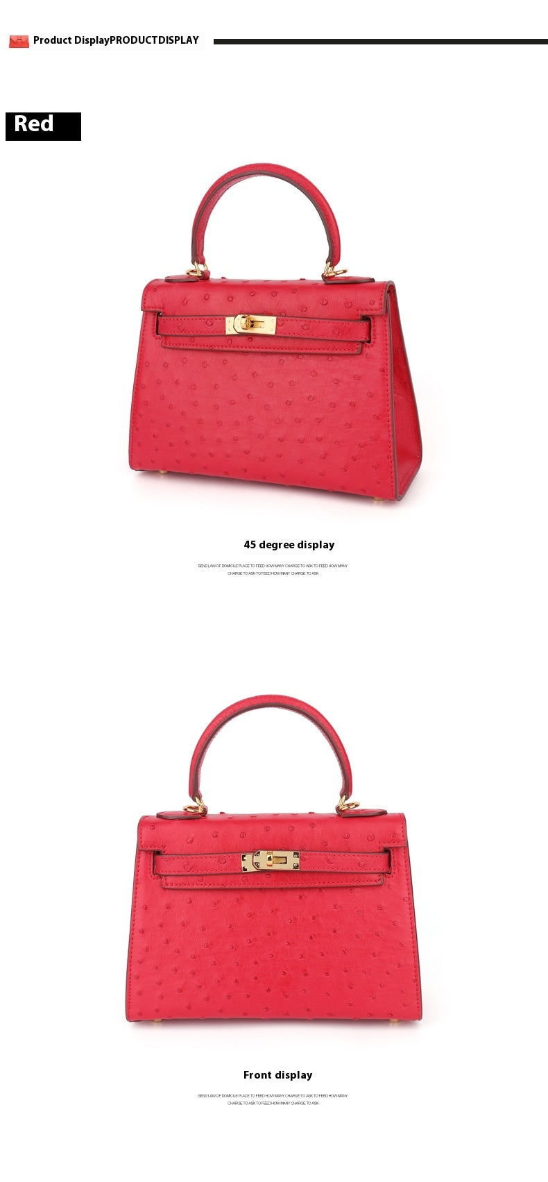Ostrich Leather Kelly Bag 2025 New Summer Style Hand Stitched Wax Thread Small Purse Casual