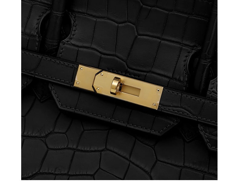 2025 New 35cm Matte Crocodile Grain Leather Handbag Classic LargePlatinumBag Tote Crossbody