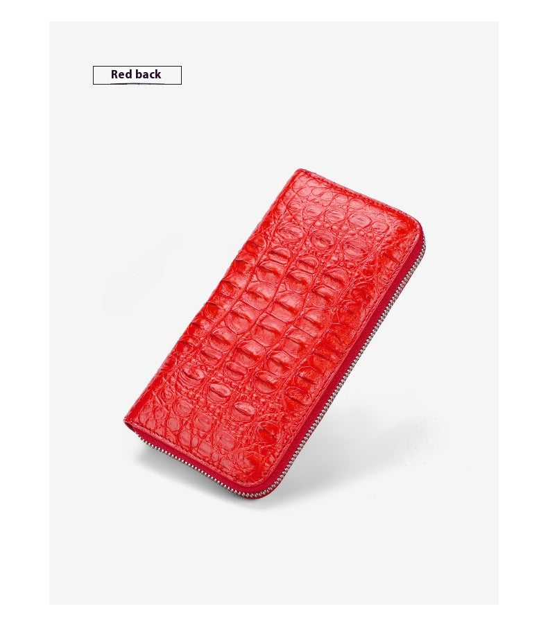 Genuine Crocodile Skull Leather Long Zipper Wallet for Women Business Leisure Handbag