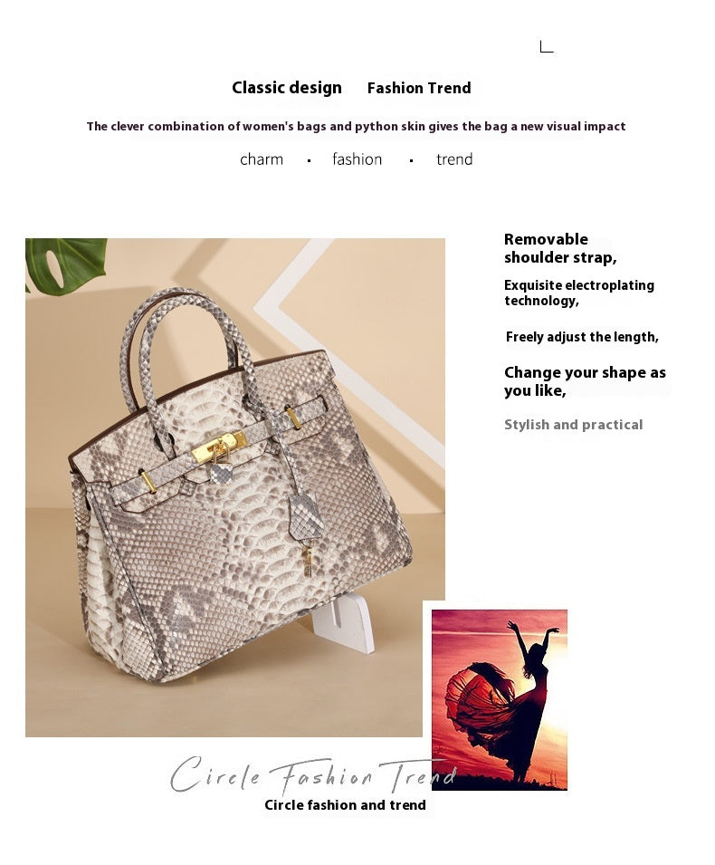2025 Luxury Python Leather Birkin 30 Tote – Genuine Leather Designer Handbag for Women, Fashionable Casual Chic Top Handle Bag