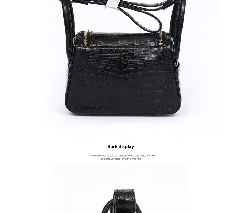 Fashion 2025 Crocodile Texture Lady Small Purse Genuine Leather Single Strap Bag
