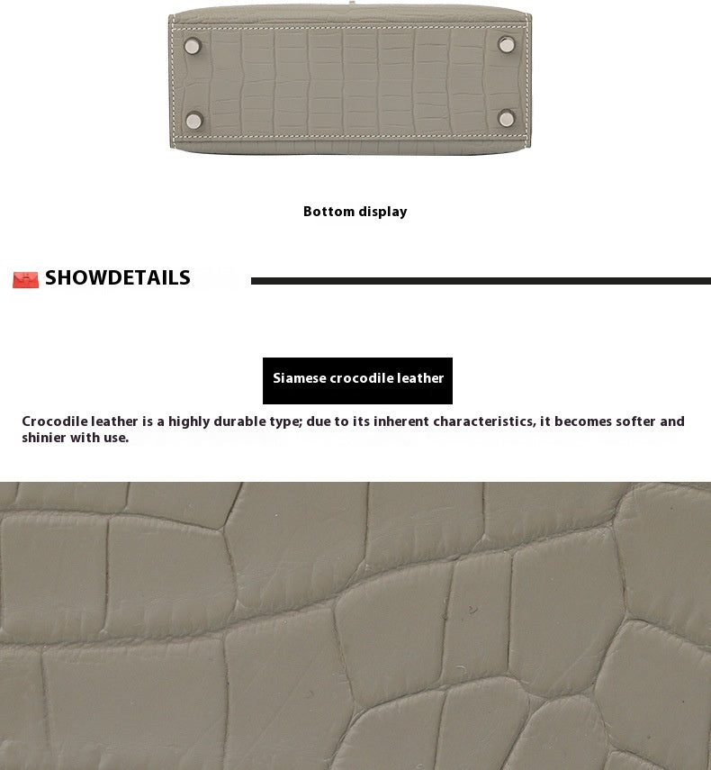Elegant 2025 Siamese Crocodile Leather Kelly II Handbag for Women