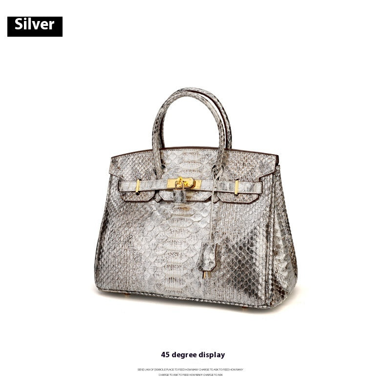 2025 Luxury Python Leather Birkin 30 Tote – Genuine Leather Designer Handbag for Women, Fashionable Casual Chic Top Handle Bag