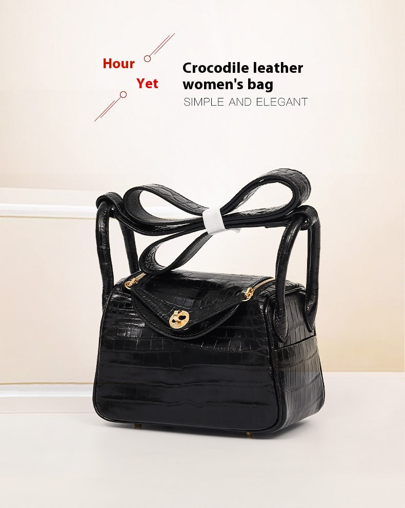 Fashion 2025 Crocodile Texture Lady Small Purse Genuine Leather Single Strap Bag