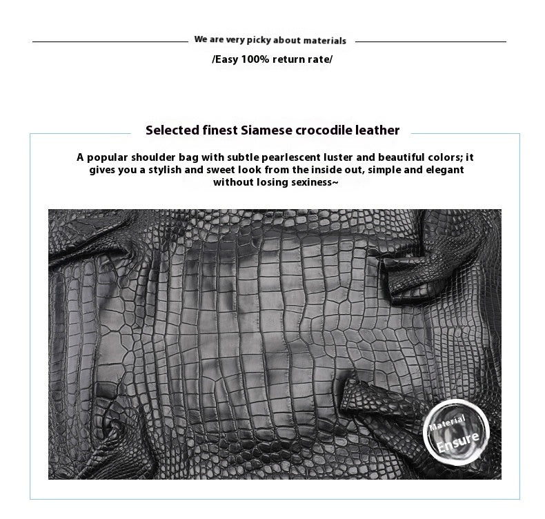 2025 New Thai Siamese Crocodile Skin Handbag Chic Womens Kelly Bag
