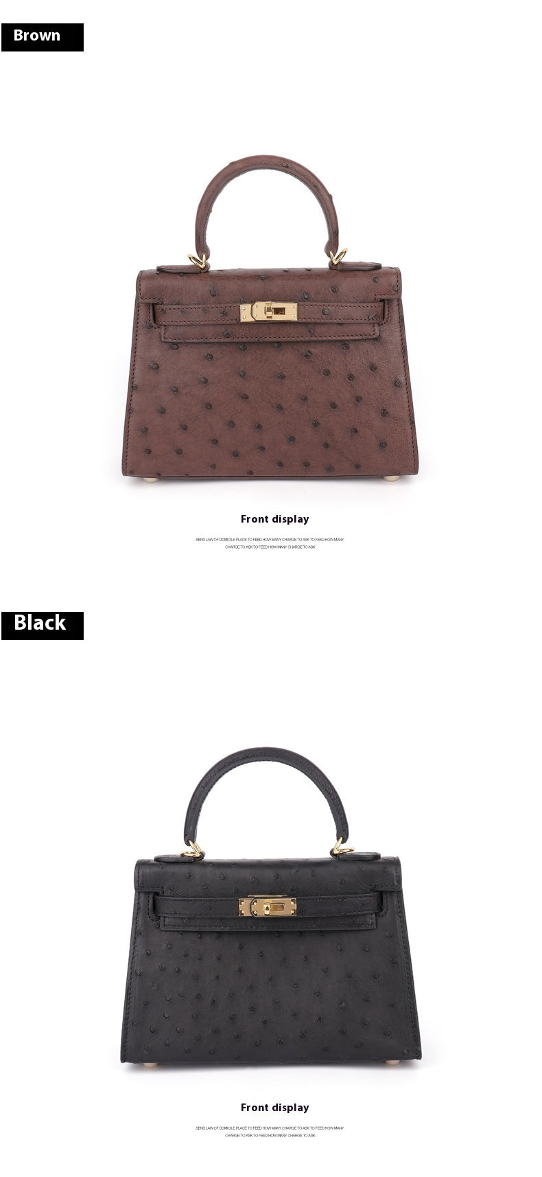 Ostrich Leather Kelly Bag 2025 New Summer Style Hand Stitched Wax Thread Small Purse Casual