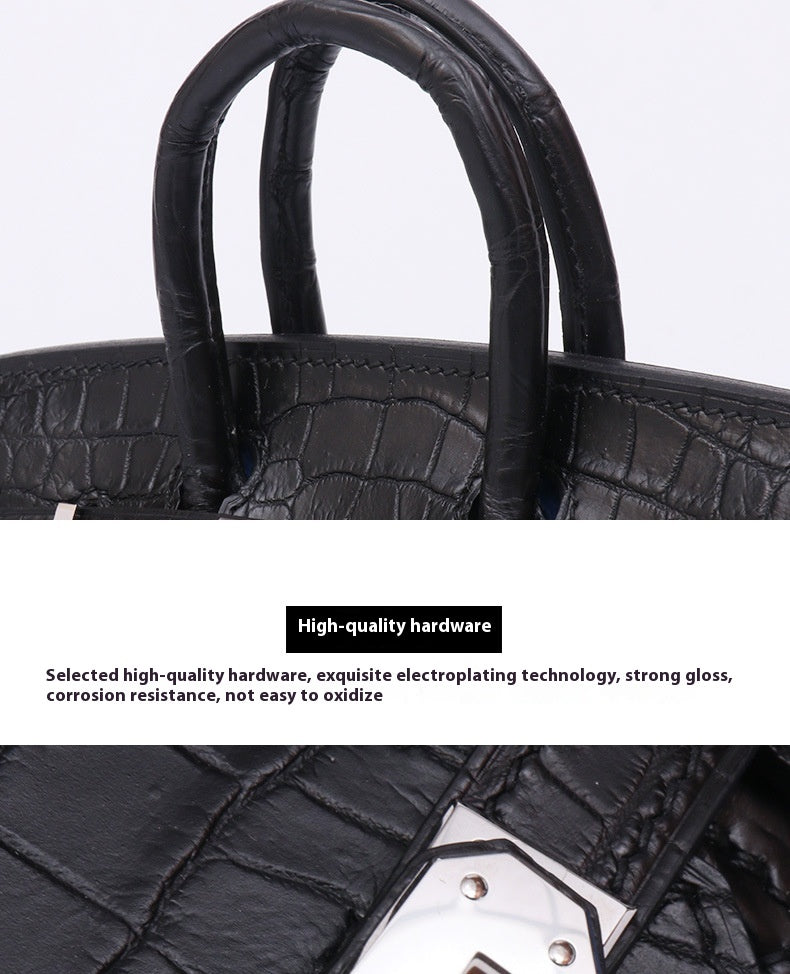 2025 New Color Block House Shape Kelly Bag Crocodile Leather Shoulder Crossbody