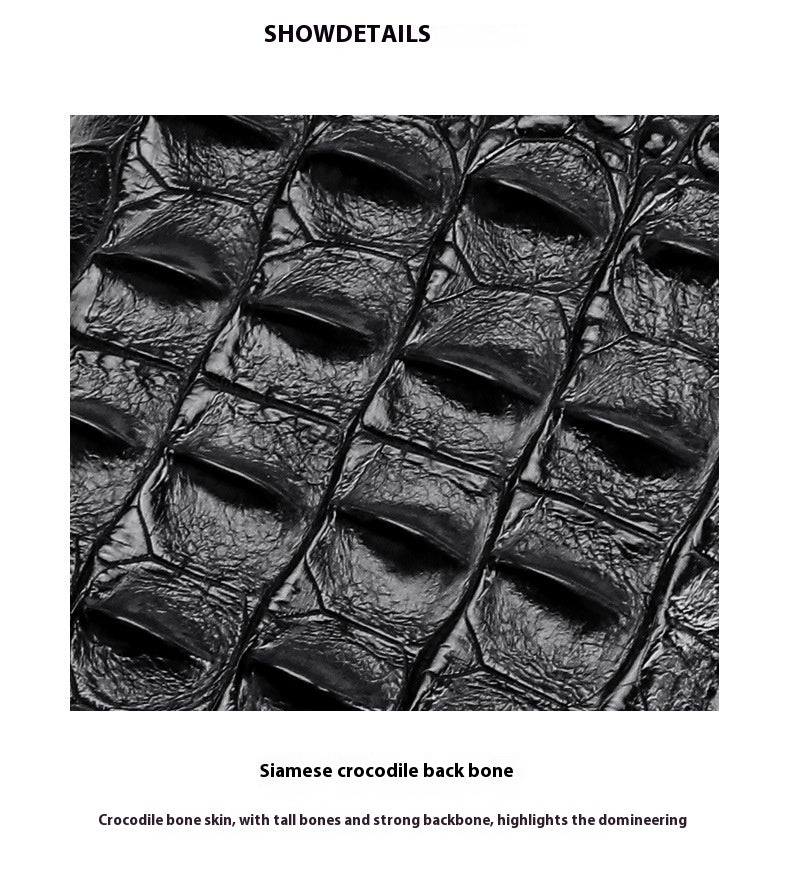 Crocodile Back Bone Large Mens Clutch Wallet Zippered Bag