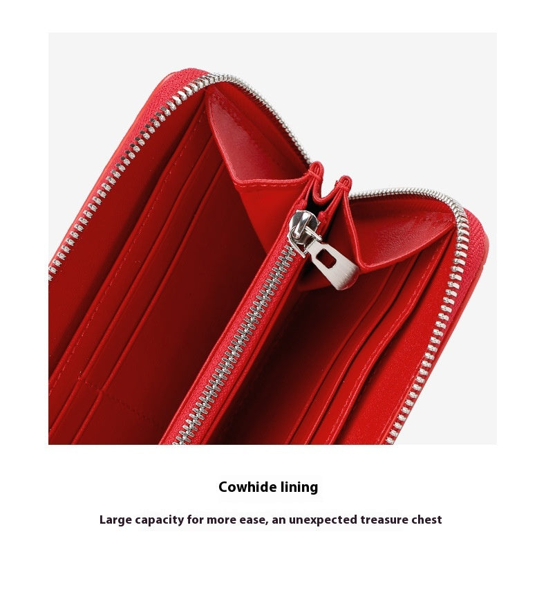 Genuine Crocodile Skull Leather Long Zipper Wallet for Women Business Leisure Handbag